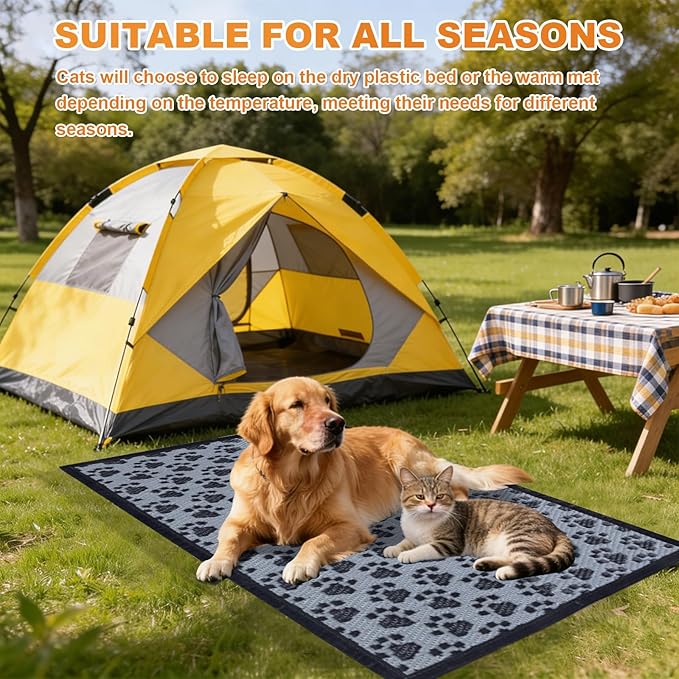 5x4 Feet Cat Bed Mats, Stain-Resistant, Washable and Easy to Clean, Reversible for Double-Sided Use, Convenient Design, Suitable for Both Outdoor and Indoor