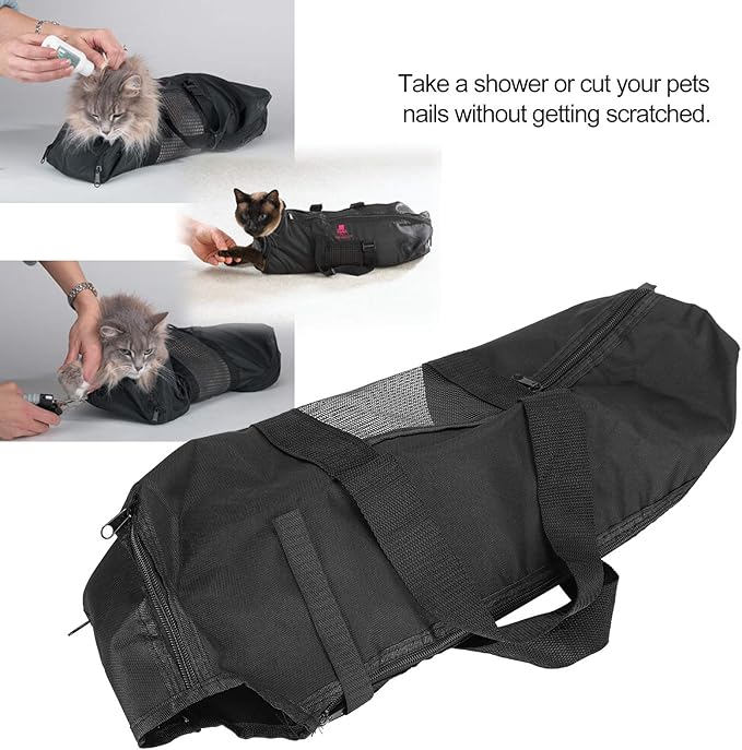 Cat Grooming Bath Bag, Cats Nail Clipping Cleaning Grooming Washing Shower Bags No Scratching Pet Mesh Bath Restraint Bag Anti-Scratch Bag