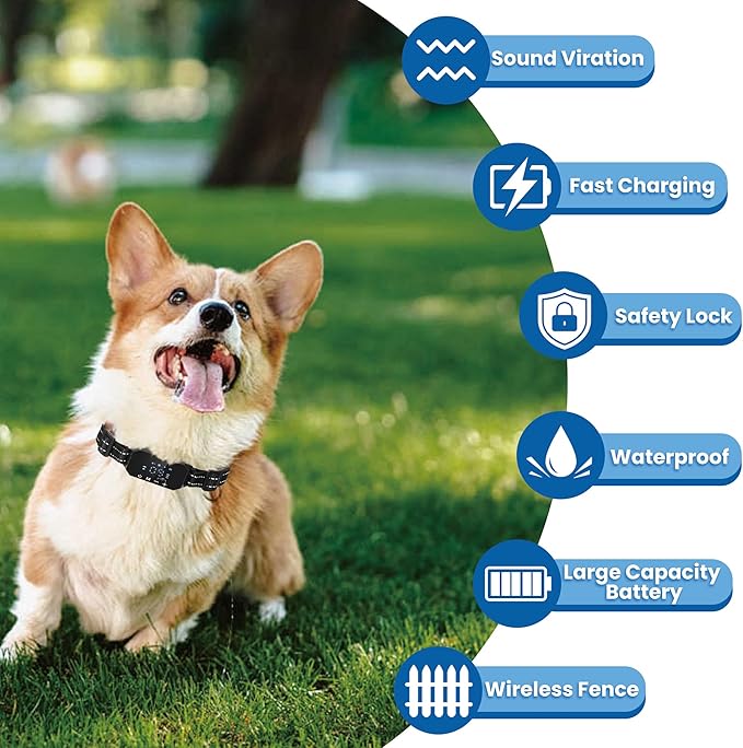Wireless Dog Fence, GPS Dog Collar System with 3 Warning Modes, Outdoor Use Rechargeable Wireless Pet Fence, Range 98-3280 FT