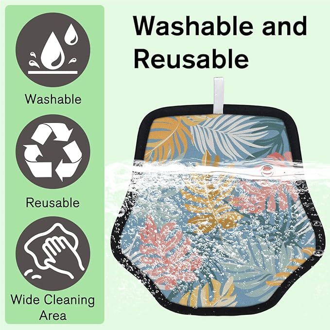 Cartoon Palm Leaves Electrostatic Pet Hair Removal Glove for Cats & Dogs - Reusable Grooming Mitt for Couch, Carpet, Car Seat & Laundry - Large 9x9 Inch