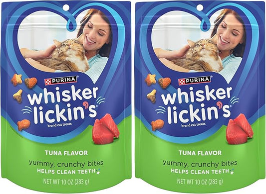 Whisker Lickin's Purina Cat Treats,Crunchy and Yummy Tuna Flavor - 10 oz. Pouches,(Pack of 8)