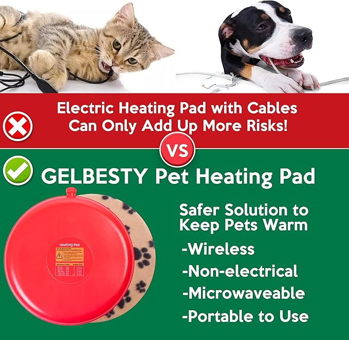 Gelbesty Original Pet Heating Pad Microwave, Snuggle Warming Safe Outdoor Newborn Kitten Puppy Pet Bed Warmer, Gel Reusable Heat Disc, Waterproof Heating Disk for Dog Cat Rabbit and Guinea Pig Gifts