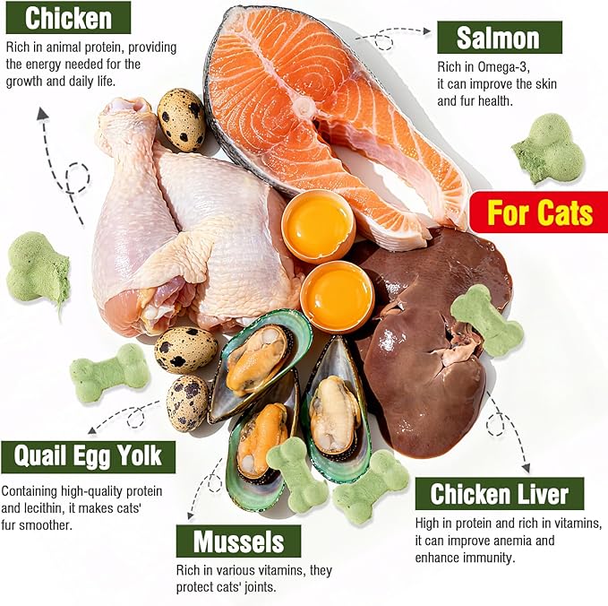 Natural Salmon Freeze-Dried Crunchy Chicken Cat Treats – Ideal for All Cat Breeds, No Additives