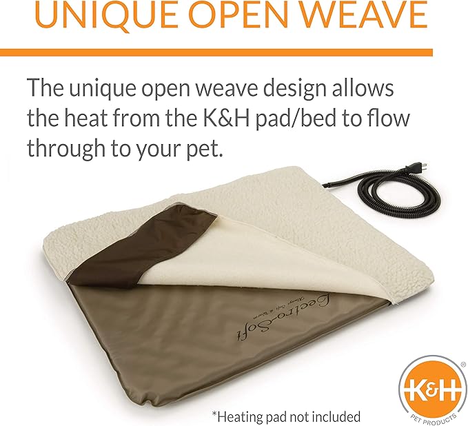 K&H Pet Products Lectro-Soft Outdoor Heated Dog & Cat Bed Replacement Cover, Fits K&H Lectro-Soft Large Beds (Heated Bed Sold Separately), Machine Washable Fleece Cover - 36 X 25in