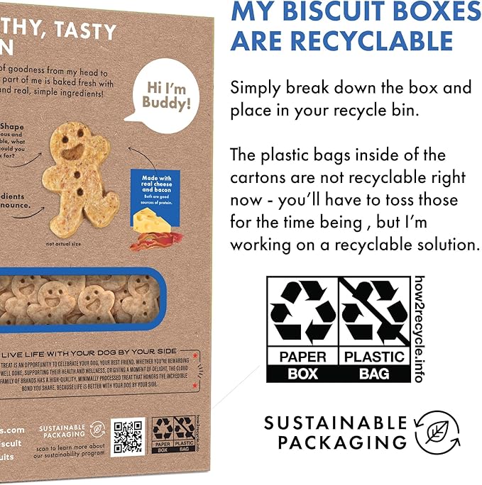Buddy Biscuits 8 oz. Box Teeny Crunchy Dog Treats Made with Bacon & Cheese