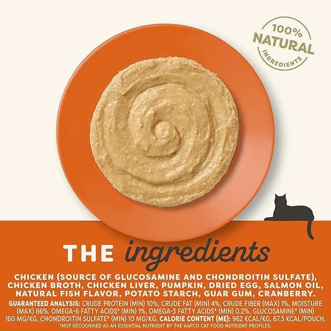 Applaws Senior Natural Wet Cat Food in Mousse, Limited and Natural Ingredients, High Protein with No Artificial Additives, Chicken Breast & Pumpkin (24 Count, 2.47 oz Pouches)