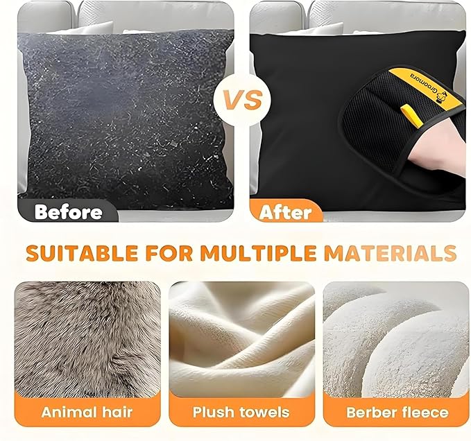 Pet Hair Removal Glove for Dogs & Cats – Reusable Electrostatic Grooming Mitt, Washable Fur Remover for Couch, Carpet, Furniture & Car – Gentle Deshedding Brush Black