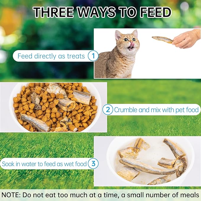 Freeze-Dried Capelin Fish Cat Dog Treats - Single Ingredient Pet Snacks High Protein & Omega-3,Grain-Free, Supports Skin & Joint Health (3.2oz)