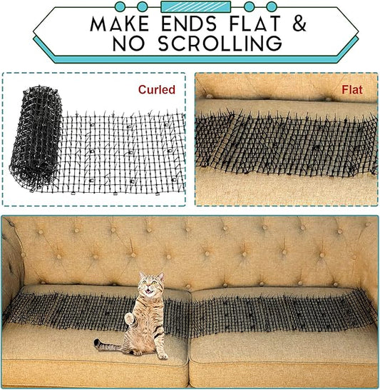 Zopeal 6.5ft Cat Repellent Mat with 8 Ground Stakes 8 Zip Ties, Spikes Deterrent Mat Keep Dog Off Couch for Indoor Outdoor Keep Pet Off Yard Garden, 79 x 12 Inch/1 Roll