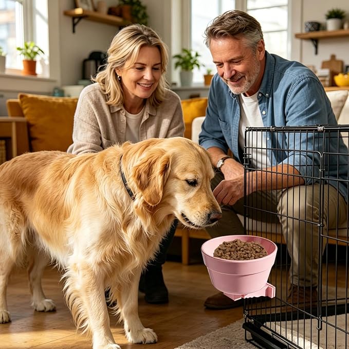 Dog Crate Water Bowl, Removable Detachable Puppy Feeder, 13.5x7cm, Indoor Outdoor Feeding Container, Small Dog Food Holder, Easy Clean Design, Stable Pet Supply, for Home, Yard, Apartment