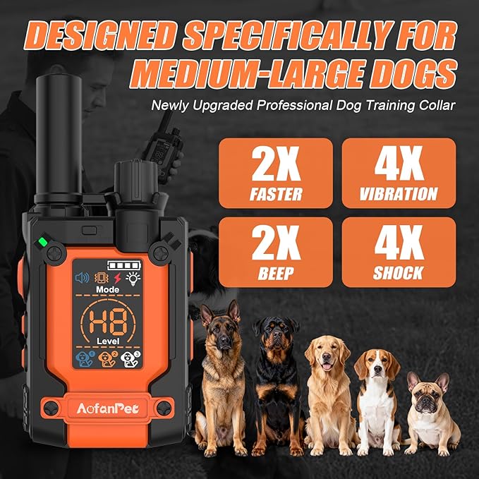 2026 Updated Shock Collar for Dogs with Remote 4500ft, Bark & Training Collar for Large Dogs, Rechargeable Waterproof Electric Collar with 4 Modes Vibration Beep Static Stimulation LED Light