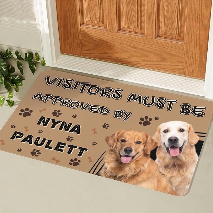 Generic Custom Doormat, Personalized Pet Feeding Mat for Dog & Cat, Outdoor Carpet, RV Mat, 30"L x 18"W or 24"L x 16"W, Recycled Rubber with Polyester Felt, Pet Owners, Unisex, All Ages