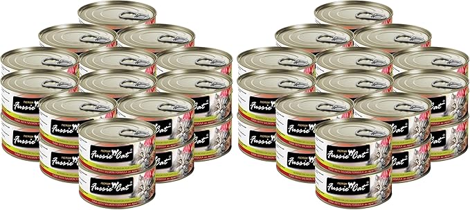 Fussie Cat Premium Tuna & Salmon in Aspic Grain-Free Wet Cat Food - 2.82oz Cans - Case of 24 Cans (Tuna & Salmon in Aspic), (Pack of 48)