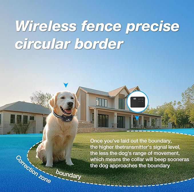 Electric Fence for 2 Dogs, Underground Dog Fence System, 2 Rechargeable Collars, Waterproof, for Small Medium and Large Dogs