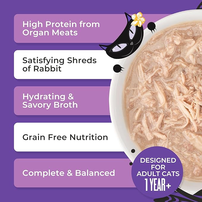 Tiki Cat After Dark Shreds Wet Cat Food, Rabbit & Chicken Liver, 3 oz. Can (12 Count)