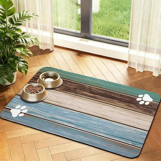 Dog Food Mat, Absorbent Waterproof Non-Slip Pet Cat Bowl Feeding Mat for Food & Water Pet Supplies 16 * 24"