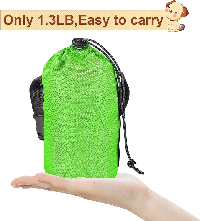 XiaZ Dog Tie Out Cable for Camping, 50FT Portable Overhead Trolley System for Dogs up to 300lbs，Dog Lead for Yard, Camping, Parks, Outdoor Events,5 min Set-up, Green