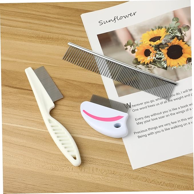 Mipcase 3pcs Pet Groom Tool Kit Comb Dog Cat Hair Remover Pet Grooming Supplies Dematting Brush Stainless Steel