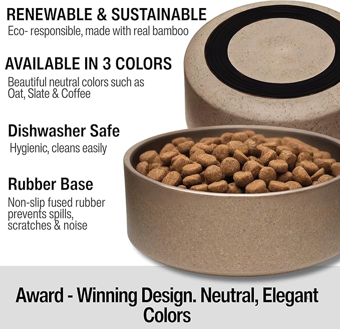 Loving Pets - Dolce Bamboo - Eco-Friendly Pet Bowls & Dishes for Dog, Cats, Puppy Food and Water Dish -Sustainable and Dishwasher Safe, Made with Real Bamboo (Small, Coffee-Brown)
