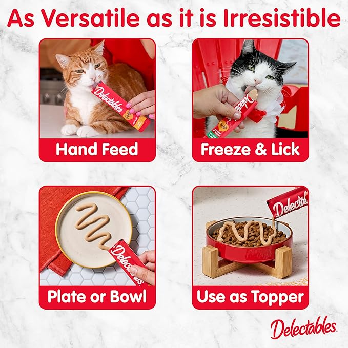 Delectables Squeeze Up Seafood Variety Pack, Creamy Squeezable Puree, Lickable Wet Cat Treats, Grain-Free, No Added Fillers, 0.5 Ounces Tube, 40 Tubes Total