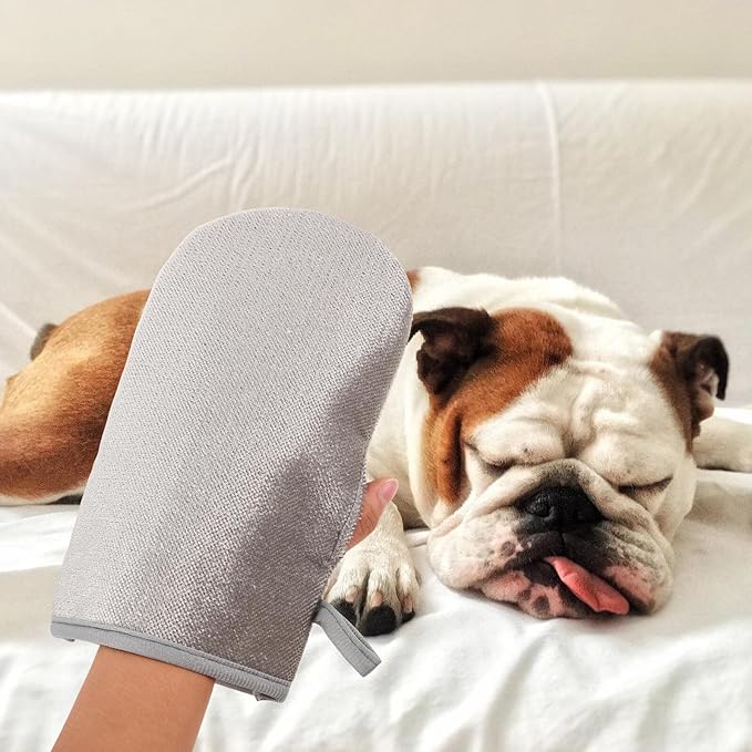2pcs Reusable Pet Hair Removal Gloves Double-Sided Electrostatic Grooming Mittens for Dogs and Cats Efficient Lint Brush for Home Furniture Carpet Cleaning