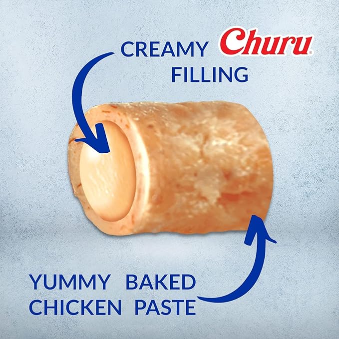 INABA Churu Bites for Cats, Soft Baked Chicken Churu Filled Cat Treats with Green Tea Extract, 0.35 Ounces Each Tube, 9 Tubes Total, Tuna Recipe