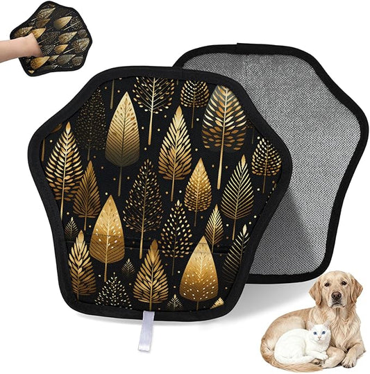 Reusable Pet Hair Removal Glove Trees Themed Magic Brush for Cat & Dog Hair Remover for Car, Sofa, Bedding, Clothes - 9x9 Mitt Washable