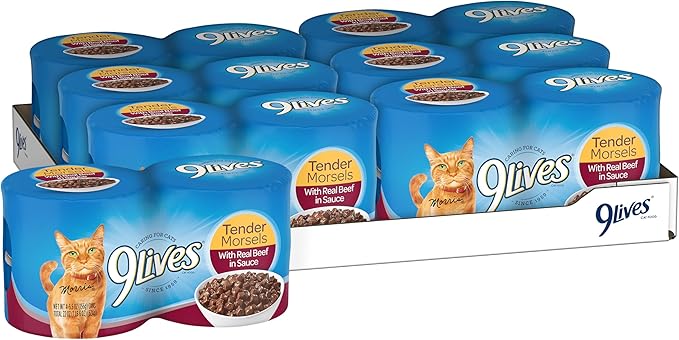 9Lives Tender Morsels With Real Beef In Sauce Wet Cat Food, 5.5 Ounce Can (Pack of 24)