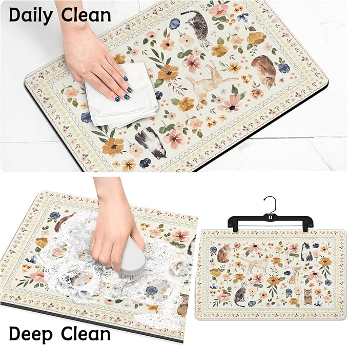 Dog Food Mats for Floors Absorbent, Non-Slip Quick Dry Dog Mat for Food and Water, Cat Pet Food Mat Pet Supplies