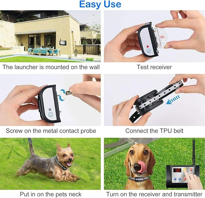 iMeshbean 1/2/3 Dog Fence Wireless, Outdoor Electric Pet Containment System,with Waterproof and Rechargeable Training Collar Receiver Dog Boundary Container (for 3 Dogs)