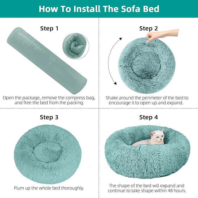 Cat Beds for Indoor Cats,20 Inch Dog Bed for Small Melium Large Dogs, Washable-Round Pet Bed for Puppy and Kitten with Slip-Resistant Bottom