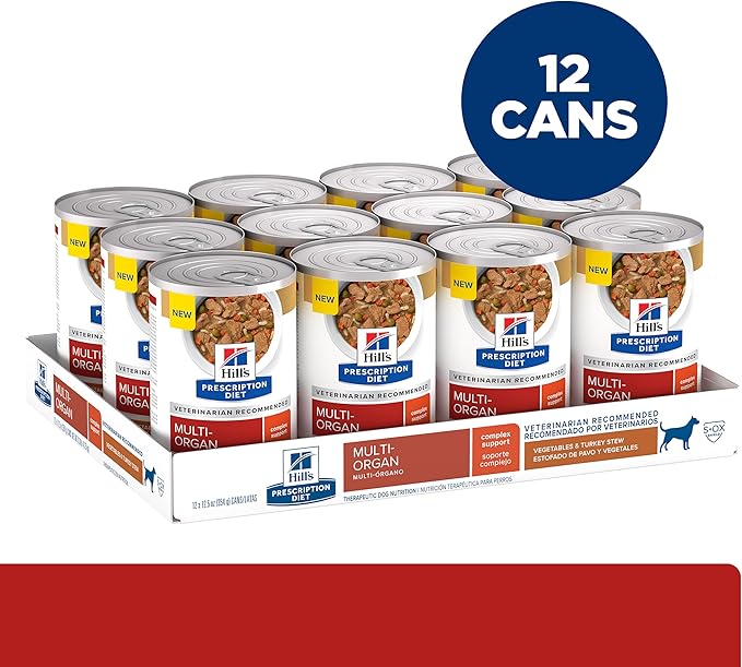 Hill's Prescription Diet Multi-Organ Support Turkey & Vegetable Stew Wet Dog Food, 12 x 12.5 oz case