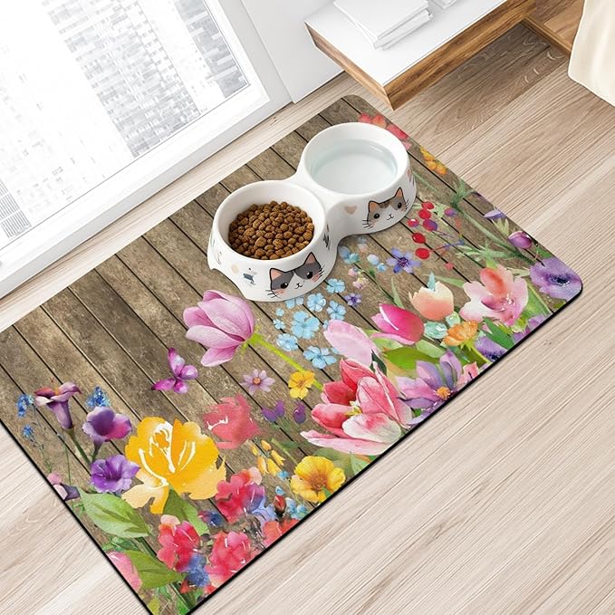 Dog Food Mats for Floors Absorbent, Non-Slip Quick Dry Dog Mat for Food and Water, Cat Pet Food Mat Pet Supplies