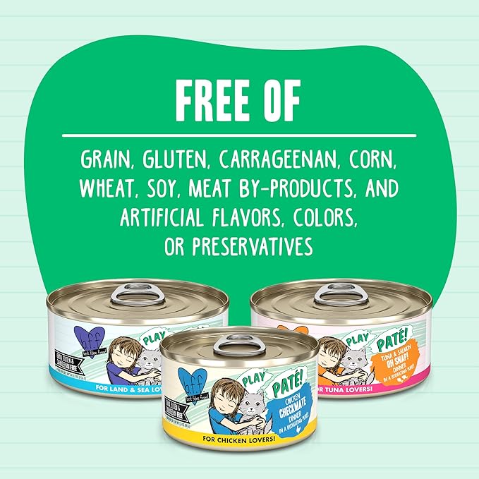 Weruva B.F.F. Play - Best Feline Friend Paté Lovers, Aw Yeah!, Turkey & Tuna Tweet Me! with Turkey & Tuna, 5.5oz Can (Pack of 8)