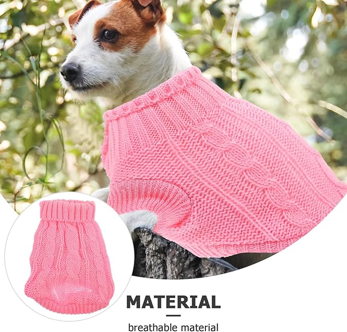 Warm Dog Sweater Turtleneck Pullover Knitted Thermal Coat Size 4 Pink for Winter Puppy Clothing Pet Supply