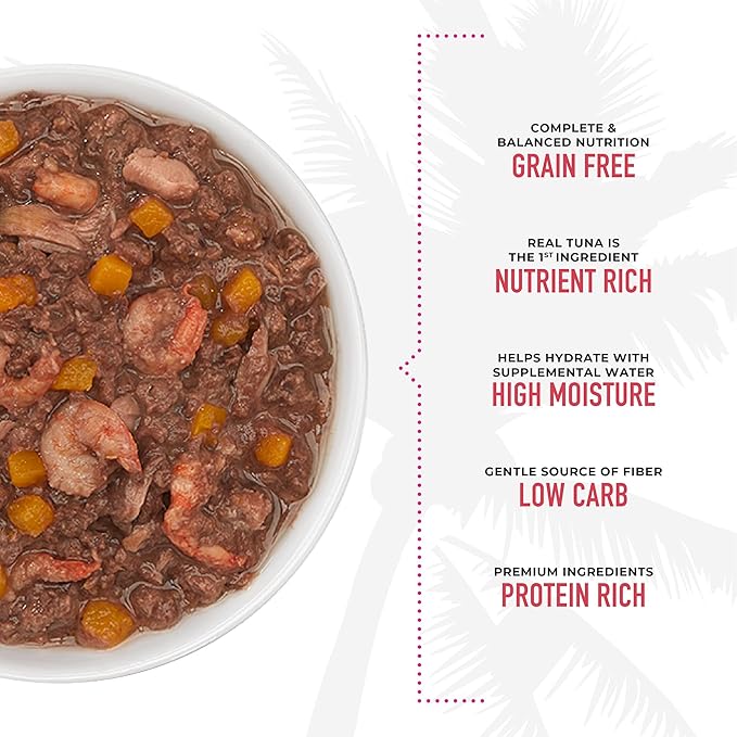 Tiki Cat Aloha Friends Grain-Free, Low-Carbohydrate Wet Food with Flaked Tuna for Adult Cats & Kittens, 3oz pouch, 12pk, Tuna, Shrimp & Pumpkin