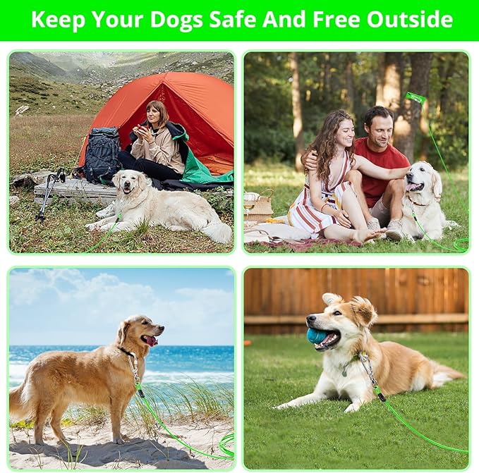 jenico Dog Tie Out Cable: 10 ft Dog Lead for Yard - Heavy Duty Chain Leash Outside for Small Large Dogs Up to 500 lbs - Outdoor Dog Runner Tether