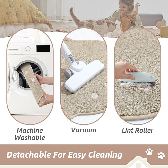 BEQHAUSE Cat Beds for Indoor Cats, Cat Cave Bed with Non-Slip Bottom, Anti-Scratch Cat House Cat Tent for Kittens and Small Dogs, Foldable Kitten Hideaway Machine Washable,22.8 * 22.8 * 20.8in, Beige