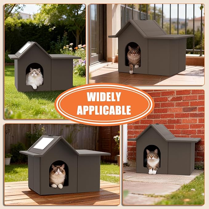 Outdoor Cat House, Weatherproof Pet Shelter for Cats, Durable Cat Bed for Outdoor Indoor, Easy Assembly