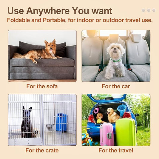 BEAUTYZOO Dog Bed Crate Mat Washable, Dog Kennel Pad for Small Dogs, Anti-Slip Soft Fluffy Puppy Sleeping Mattress for Cages, Durable Cozy Pet Travel Car Bed 24 x 18 Inch, Gray Wheat