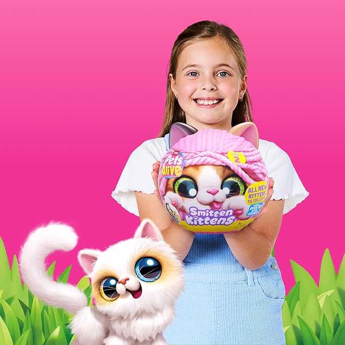 Pets Alive Smitten Kittens Series 2 (Ragdoll) by ZURU – Interactive Plush Cat Toy with 10 Sounds, Surprise Unboxing, Soft Collectible Pet for Ages 3+