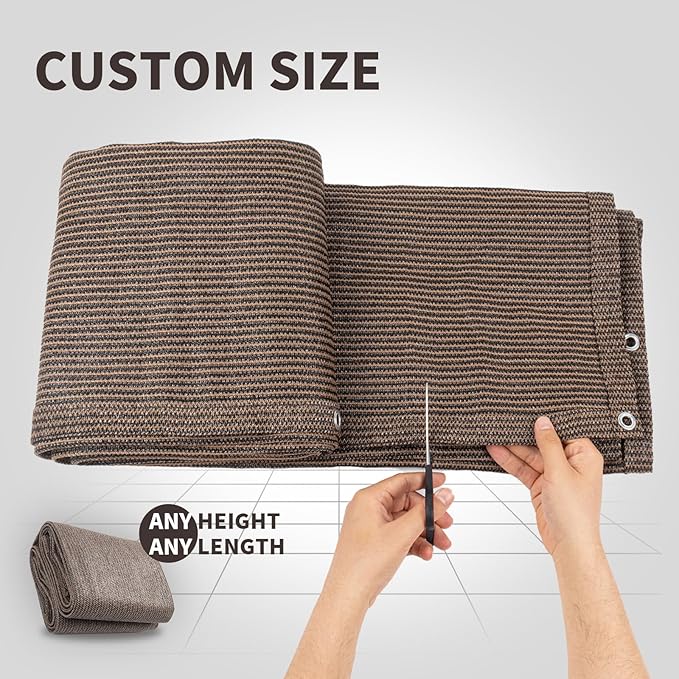 LOVE STORY Custom Size 3'x24' Brown Balcony Privacy Screen,UV Block Privacy Fence Screen,90% Shield for Outdoor Pool Garden Apartment Railing