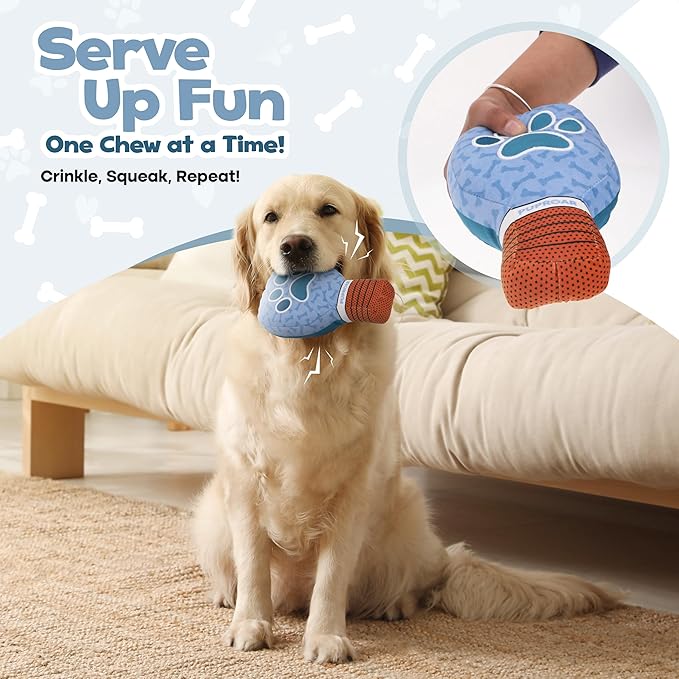 Pickleball Dog Toy – Valentines Day& Birthday Dog Toy Present & Pickleball Gift, Plush Pickle Ball Paddle with Interactive Squeaker & Crinkle, Funny Puppy Gift