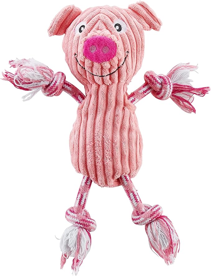 Outward Hound Ranch Roperz Pig Plush Squeaky Dog Toy