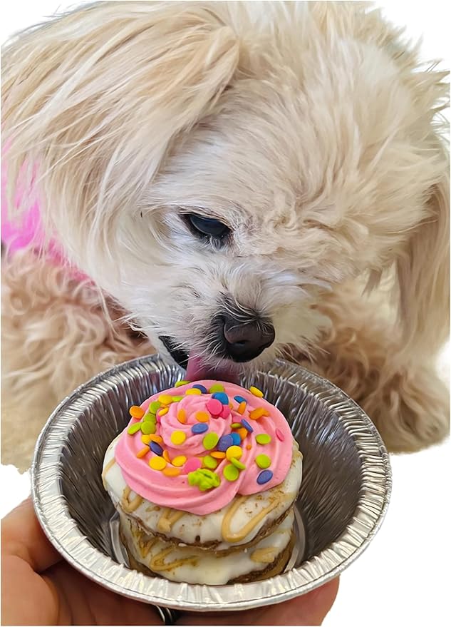 Dog Birthday Cake- Pink Petit Four Cake- Bad to the Bone by Dezicakes- Perfect Dog Party Cake Boxed & Decorated- Natural Ingredients -Peanut Butter Apple Cinnamon Birthday Cake- Handmade in USA