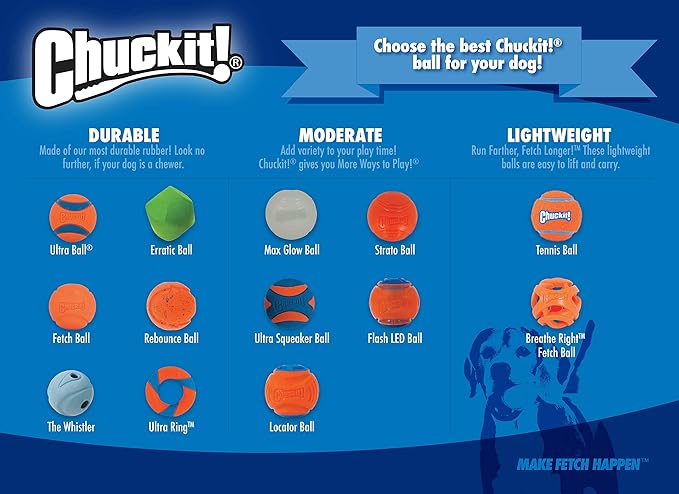 Chuckit! Dog Tennis Ball Dog Toy, Large (3 Inch Diameter) for dogs 60-100 lbs, Pack of 2