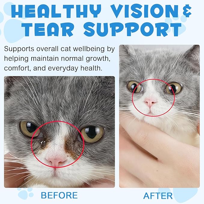 L-Lysine for Cats, L-ysine Supplement for Cats, Cat Immune Support, Cat Lysine Drops, 60ML Drops for Respiratory, Sneezing, Runny Nose, Eye Function, Allergy Relief for Kittens