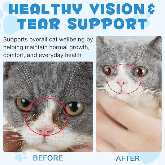L-Lysine for Cats, L-ysine Supplement for Cats, Cat Immune Support, Cat Lysine Drops, 60ML Drops for Respiratory, Sneezing, Runny Nose, Eye Function, Allergy Relief for Kittens