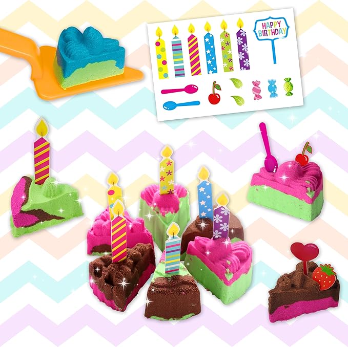 Sensory Bin,Ice Cream and Cakes Sensory Kit,Kids Play Sand Kit,Sandbox with Sensory Sand Girls and Boys,Sensory Toys for Kids 3 4 5 6 Year Old