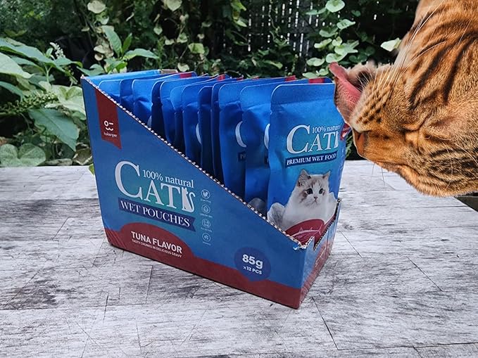 Cats Premium Wet Food 85g Pouch — Moist, Soft Cat Food Mixer, Topper and Rotational Meal (Pack of 12, Tuna Flavor)